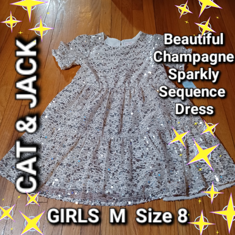 Cat & Jack Glittery Champagne Dress